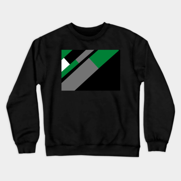 Green,, White, Black, and Grey Rectangle and Triangle pattern Crewneck Sweatshirt by BirdsnStuff