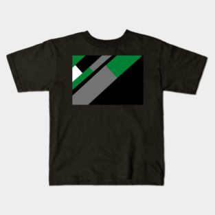 Green,, White, Black, and Grey Rectangle and Triangle pattern Kids T-Shirt