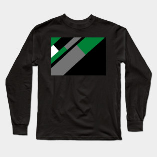 Green,, White, Black, and Grey Rectangle and Triangle pattern Long Sleeve T-Shirt