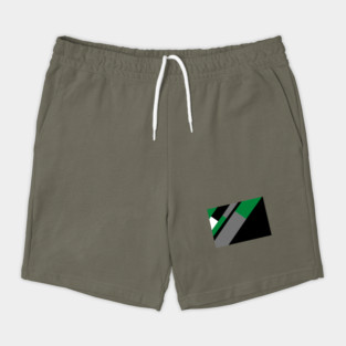 Green,, White, Black, and Grey Rectangle and Triangle pattern Shorts