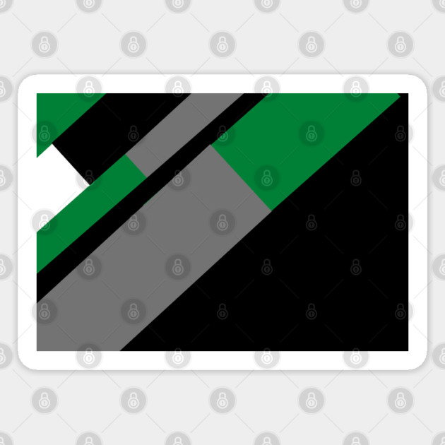 Green,, White, Black, and Grey Rectangle and Triangle pattern Sticker by BirdsnStuff