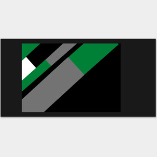 Green,, White, Black, and Grey Rectangle and Triangle pattern Posters and Art