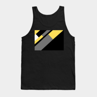 Yellow,  White, Black, and Grey Rectangle and Triangle pattern Tank Top