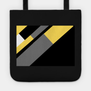 Yellow,  White, Black, and Grey Rectangle and Triangle pattern Tote