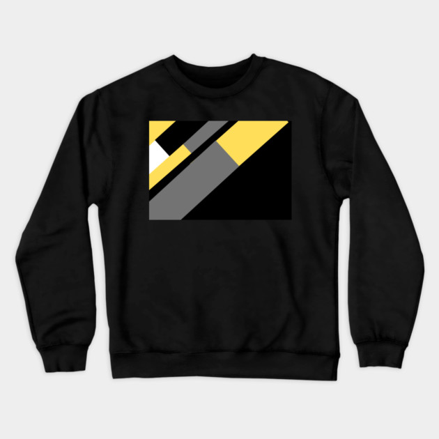 Yellow,  White, Black, and Grey Rectangle and Triangle pattern Crewneck Sweatshirt by BirdsnStuff