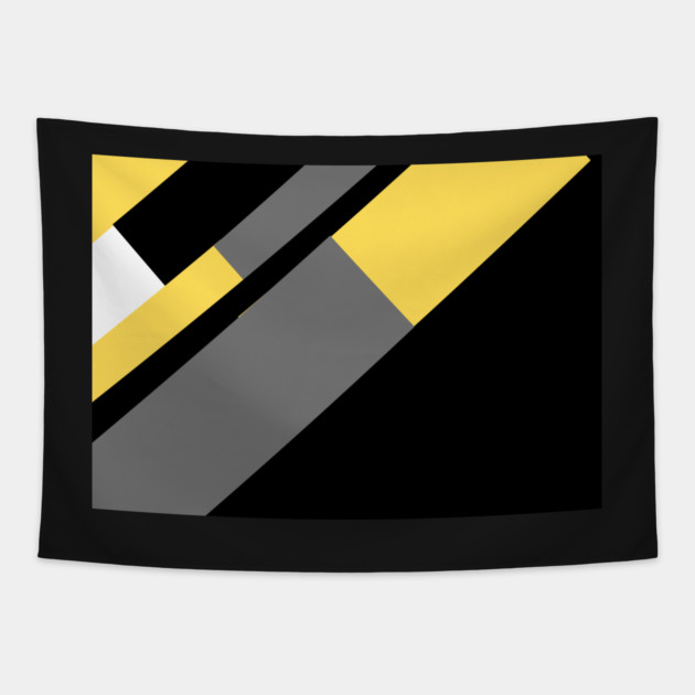 Yellow,  White, Black, and Grey Rectangle and Triangle pattern Tapestry by BirdsnStuff