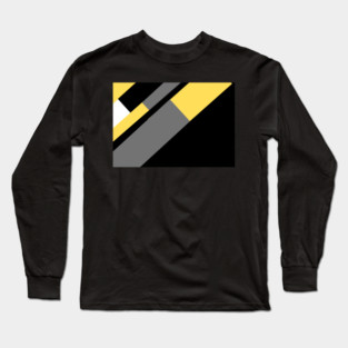 Yellow,  White, Black, and Grey Rectangle and Triangle pattern Long Sleeve T-Shirt