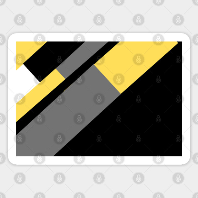Yellow,  White, Black, and Grey Rectangle and Triangle pattern Sticker by BirdsnStuff