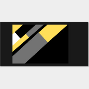 Yellow,  White, Black, and Grey Rectangle and Triangle pattern Posters and Art
