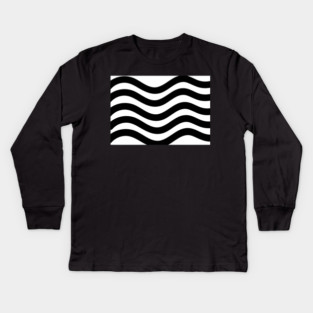 Black and White Wavy lines Kids Long Sleeve T-Shirt