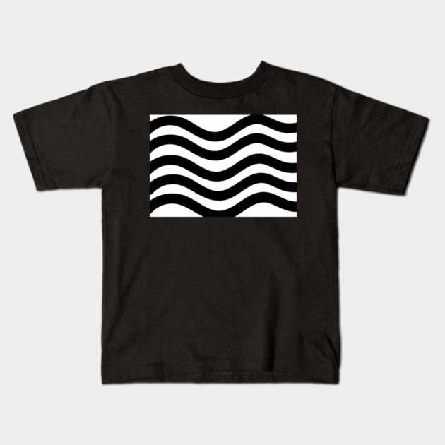 Black and White Wavy lines Kids T-Shirt by BirdsnStuff