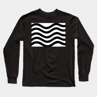 Black and White Wavy lines Long Sleeve T-Shirt
