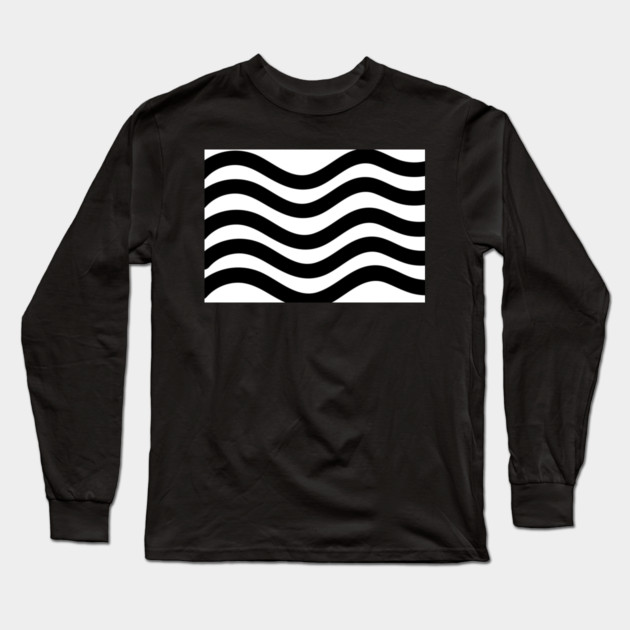 Black and White Wavy lines Long Sleeve T-Shirt by BirdsnStuff