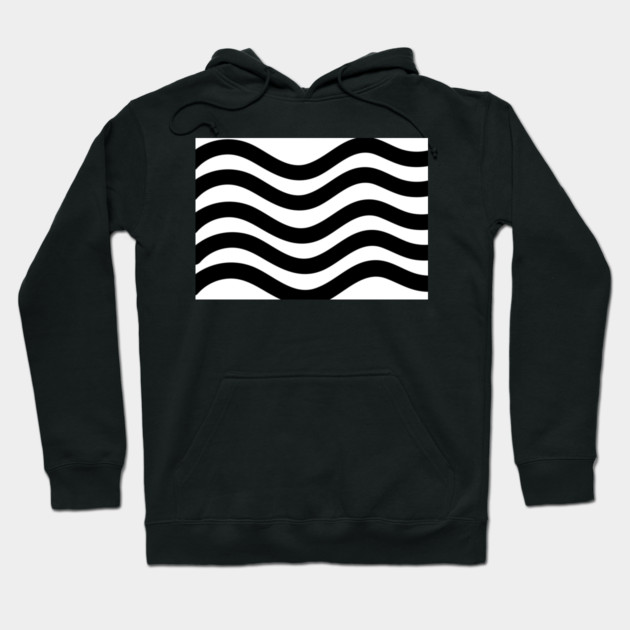 Black and White Wavy lines Hoodie by BirdsnStuff