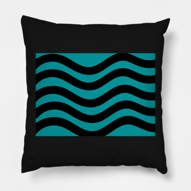 Medium blue and black wavy lines Pillow by BirdsnStuff