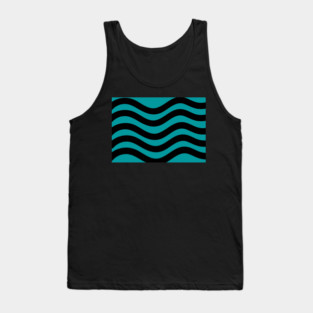 Medium blue and black wavy lines Tank Top