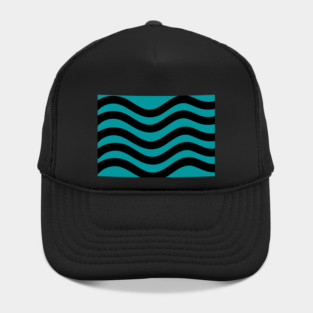 Medium blue and black wavy lines Hat