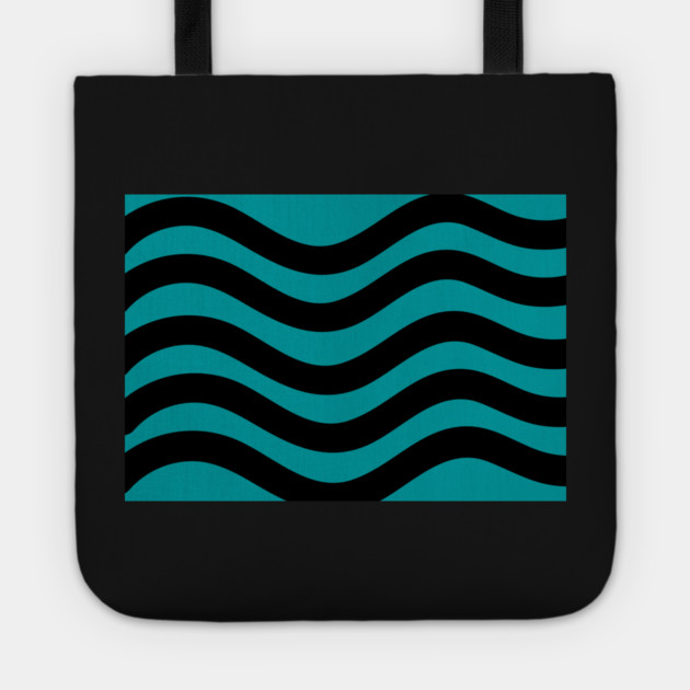 Medium blue and black wavy lines Tote by BirdsnStuff