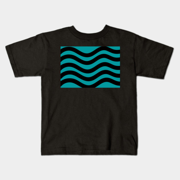 Medium blue and black wavy lines Kids T-Shirt by BirdsnStuff
