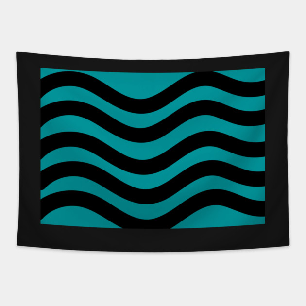 Medium blue and black wavy lines Tapestry by BirdsnStuff