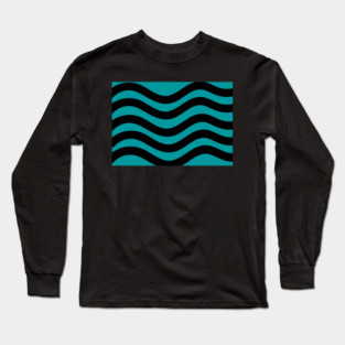 Medium blue and black wavy lines Long Sleeve T-Shirt