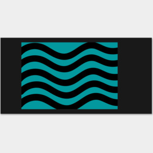 Medium blue and black wavy lines Posters and Art