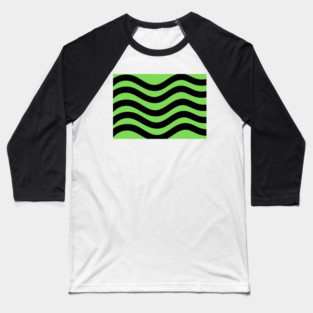 Light Green and Black Wavy Lines Baseball T-Shirt