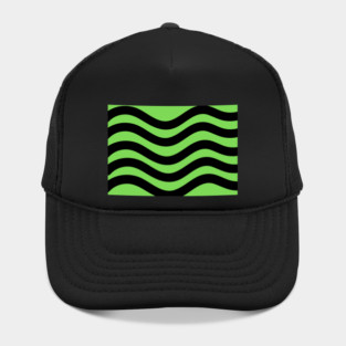 Light Green and Black Wavy Lines Hat