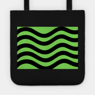 Light Green and Black Wavy Lines Tote