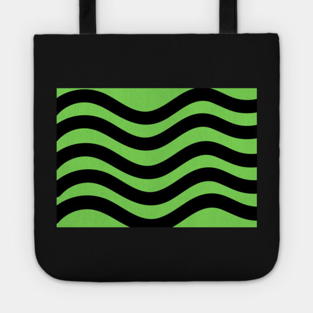 Light Green and Black Wavy Lines Tote by BirdsnStuff