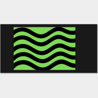 Light Green and Black Wavy Lines Posters and Art