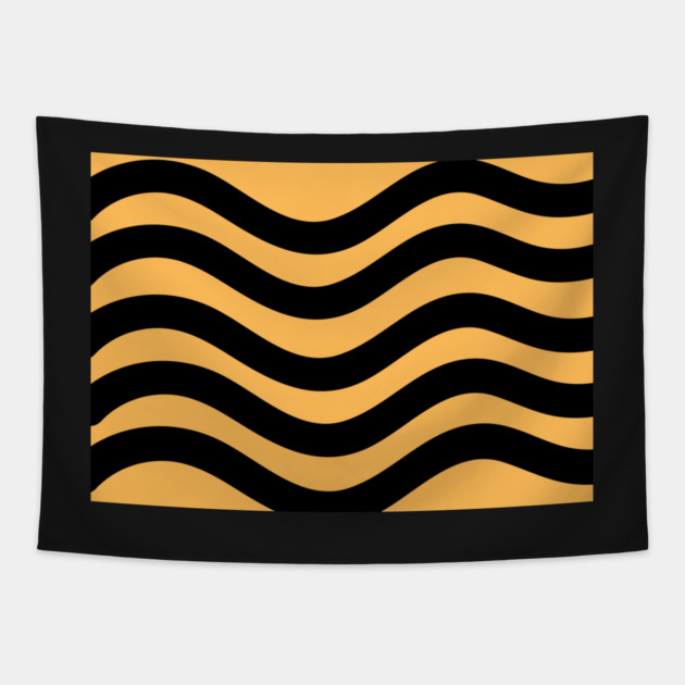 Orange and Black Wavy Lines Tapestry by BirdsnStuff