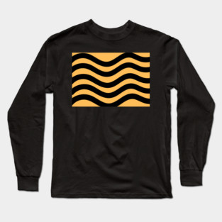 Orange and Black Wavy Lines Long Sleeve T-Shirt