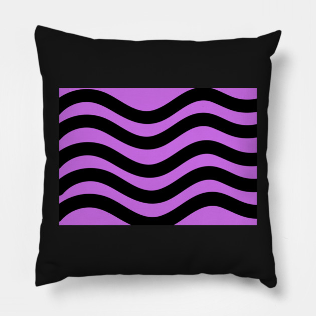 Purple and Black Wavy Lines Pillow by BirdsnStuff