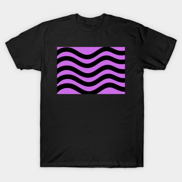 Purple and Black Wavy Lines T-Shirt by BirdsnStuff