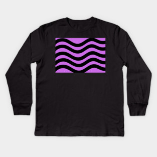 Purple and Black Wavy Lines Kids Long Sleeve T-Shirt