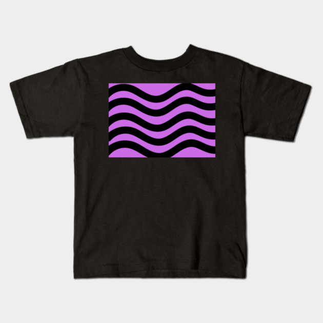 Purple and Black Wavy Lines Kids T-Shirt by BirdsnStuff