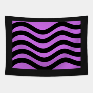 Purple and Black Wavy Lines Tapestry