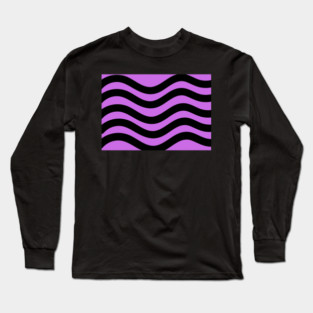 Purple and Black Wavy Lines Long Sleeve T-Shirt