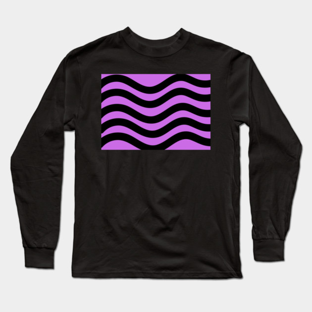 Purple and Black Wavy Lines Long Sleeve T-Shirt by BirdsnStuff