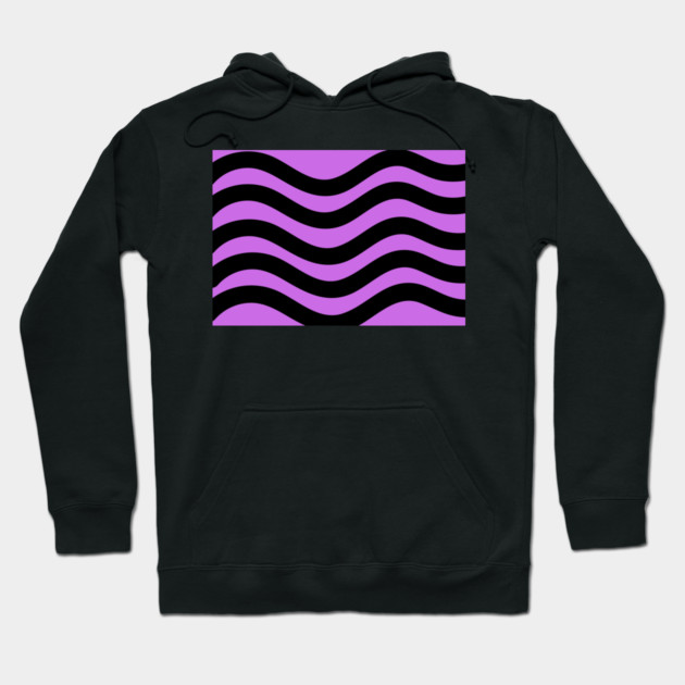 Purple and Black Wavy Lines Hoodie by BirdsnStuff