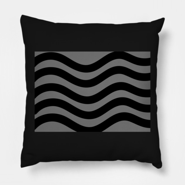 Grey and Black Wavy Lines Pillow by BirdsnStuff