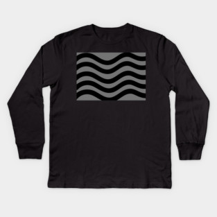 Grey and Black Wavy Lines Kids Long Sleeve T-Shirt
