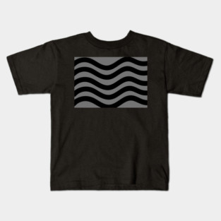 Grey and Black Wavy Lines Kids T-Shirt