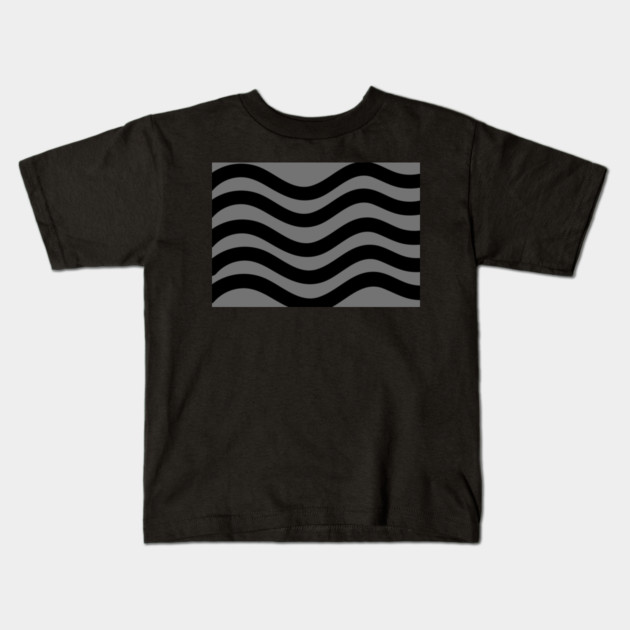 Grey and Black Wavy Lines Kids T-Shirt by BirdsnStuff