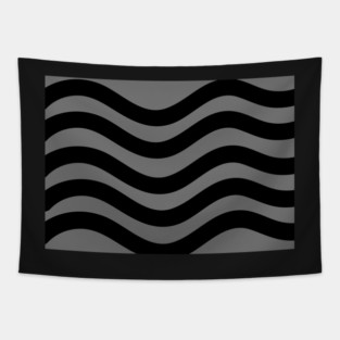 Grey and Black Wavy Lines Tapestry