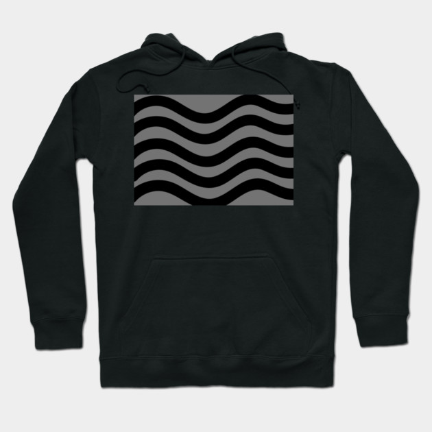 Grey and Black Wavy Lines Hoodie by BirdsnStuff