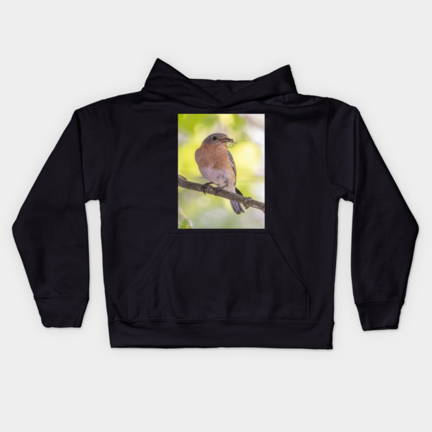 Eastern Bluebird with breakfast Kids Hoodie by BirdsnStuff