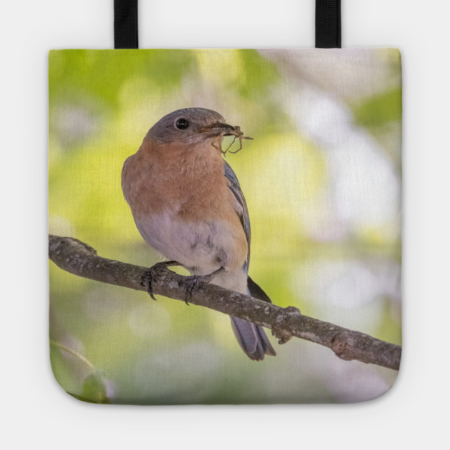 Eastern Bluebird with breakfast Tote by BirdsnStuff