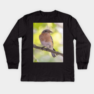 Eastern Bluebird with breakfast Kids Long Sleeve T-Shirt